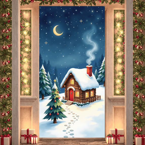 Decorative Design Merry Christmas Banner Snowflake Pattern Winter Holiday Event Decoration for Christmas Party Indoor Decoration