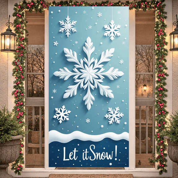 Decorative Design Merry Christmas Banner Snowflake Pattern Winter Holiday Event Decoration for Christmas Party Indoor Decoration