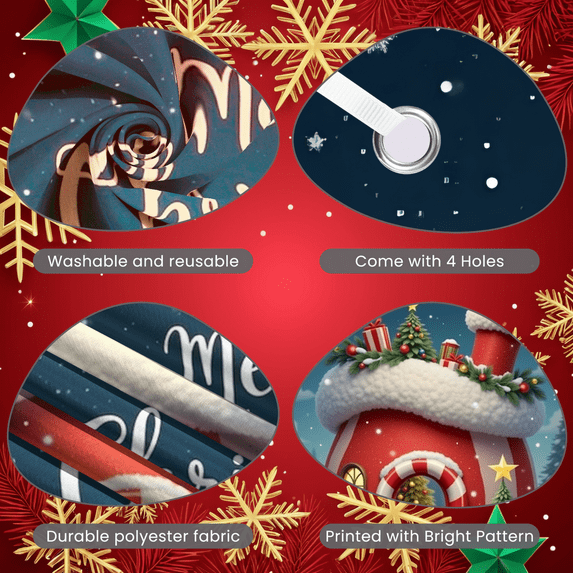 Decorative Design Merry Christmas Banner Snowy House Holiday Scene for Christmas Party Holiday Decoration Winter Celebration