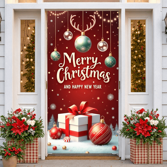Decorative Design Merry Christmas Colorful Theme Christmas Banner for Holiday Celebration Indoor Decoration Winter Festival