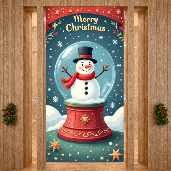 Decorative Design Merry Christmas Snowman Banner Festive Theme Polyester Material Winter Holiday Decoration for Holiday Party Indoor Celebration Family Gathering