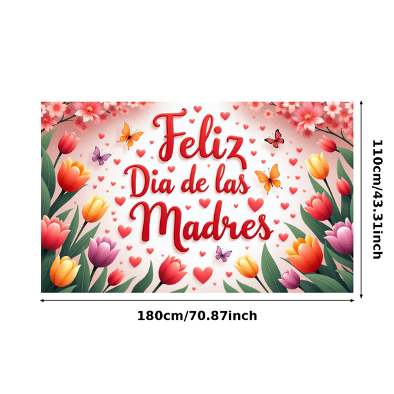 Decorative Design Mother's Day Banner Floral Motif Butterfly Decoration Spring Theme for Mother's Day Celebration Indoor Decoration Party Background