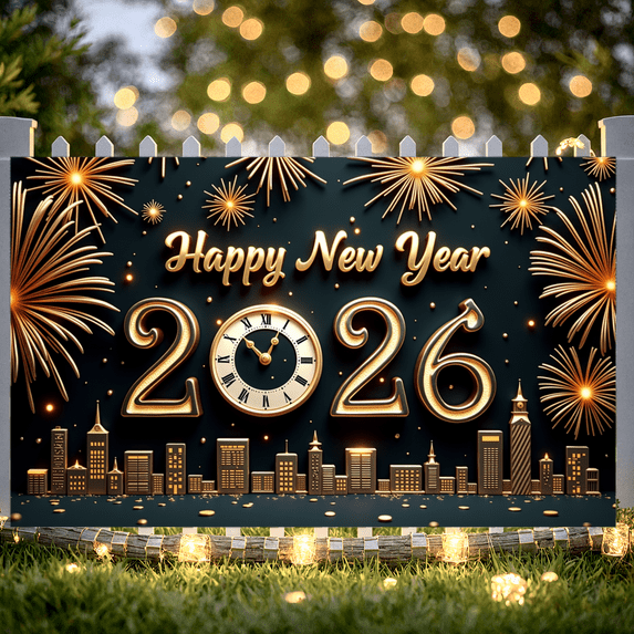Decorative Design New Year Banner Festive Theme Celebration Banner for Holiday Event Indoor Decoration Party Backdrop