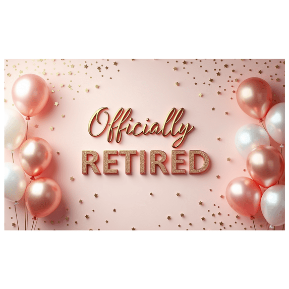 Decorative Design Officially Retired Banner Glitter Lettering Balloon Decoration Gold Stars Hanging Decor for Retirement Party Event Celebration Indoor Decoration
