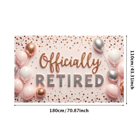 Decorative Design Officially Retired Banner Glitter Lettering Balloon Decoration Gold Stars Hanging Decor for Retirement Party Event Celebration Indoor Decoration