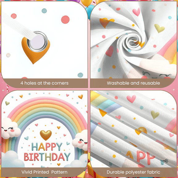 Decorative Design Rainbow Theme Colorful Clouds Banner for Kids Party Baby Shower Celebration