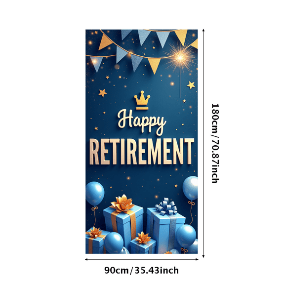 Decorative Design Retirement Banner Blue Balloon Happy Event Crown for Retirement Party Celebration Indoor Decoration