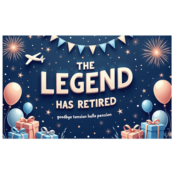 Decorative Design Retirement Banner Colorful Balloons The Legend Has Retired Polyester Material Party Decoration for Retirement Party Ceremony Indoor Celebration