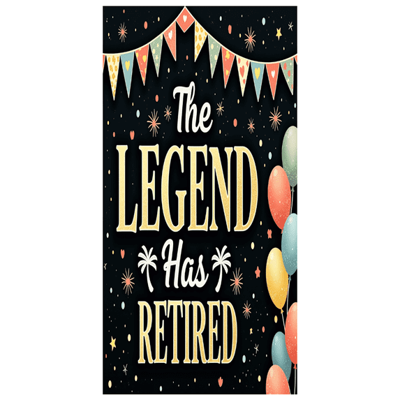 Decorative Design Retirement Banner Festive Elements Celebration Banner Silver Balloons Party Decoration The Legend for Retirement Party Indoor Decoration Festive Celebration