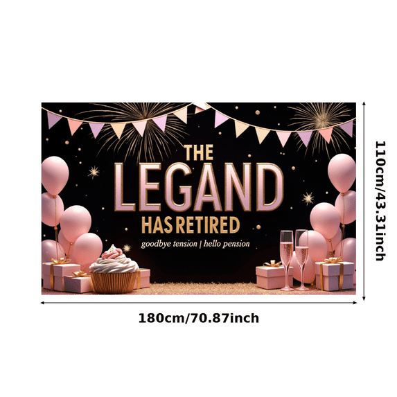 Decorative Design Retirement Banner Festive Pink Balloon Banner Elegant Cupcake Design for Retirement Party Celebration Event Decoration