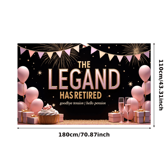 Decorative Design Retirement Banner Festive Pink Balloon Banner Elegant Cupcake Design for Retirement Party Celebration Event Decoration