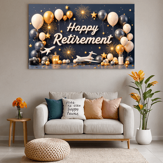 Decorative Design Retirement Celebration Banner Colorful Theme Retirement Party Background for Retirement Party Indoor Celebration Event Decoration
