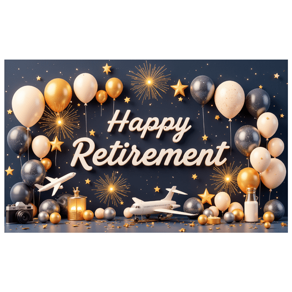 Decorative Design Retirement Celebration Banner Colorful Theme Retirement Party Background for Retirement Party Indoor Celebration Event Decoration