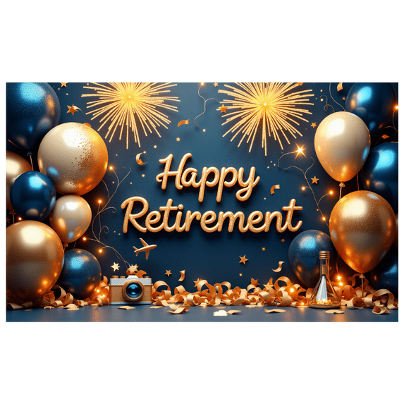 Decorative Design Retirement Celebration Banner Colorful Theme Retirement Party Background for Retirement Party Indoor Celebration Event Decoration