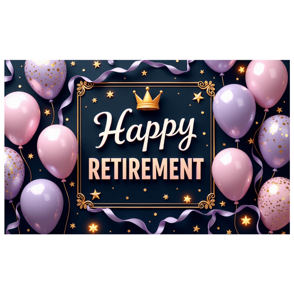 Decorative Design Retirement Party Happy Banner Elegant Crown Balloon Decoration for Celebration Event Indoor Outdoor