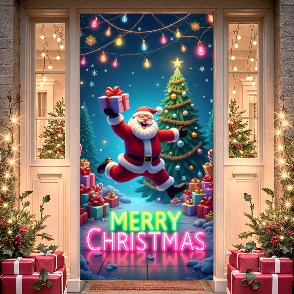 Decorative Design Santa Claus Christmas Tree Holiday Lights Gift Box for Christmas Celebration Indoor Decoration Holiday Party