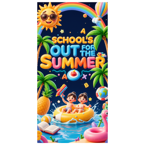 Decorative Design School's Out Summer Banner Colorful Theme Vacation Banner Kids Party for Summer Celebration Outdoor Activity Holiday Fun
