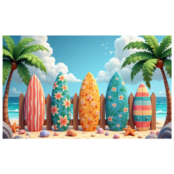 Decorative Design Surfboard Pattern Summer Beach Banner for Outdoor Party Seaside Event Vacation Celebration