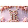 thumbnail image 1 of Decorative Design Sweet 16 Birthday Banner Elegant Floral Rose Gold for Party Celebration Indoor Decoration Event, 1 of 8