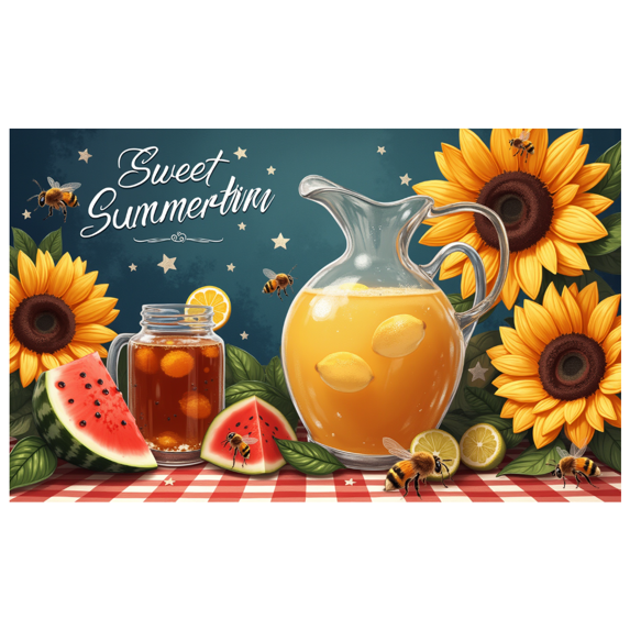 Decorative Design Sweet Summertime Sunflower Picnic Juice Banner for Summer Party Outdoor Event Garden Gathering