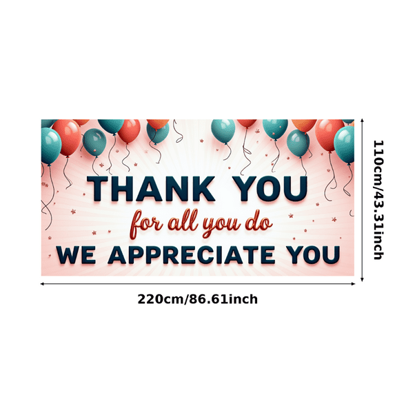 Decorative Design Thank You Banner Balloon Decoration Appreciation Banner Colorful Theme for Employee Recognition Corporate Events Gratitude Parties