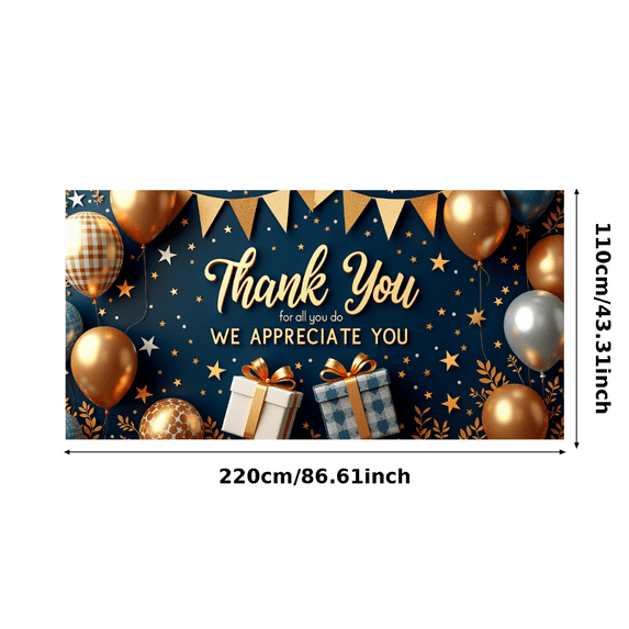 Decorative Design Thank You Banner Golden Theme Balloon Decoration Appreciation Banner for Office Party Employee Recognition Event