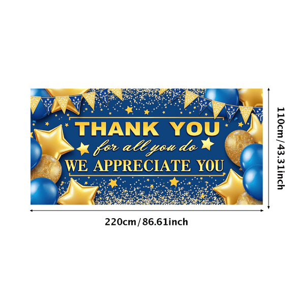 Decorative Design Thank You Banner Star Elements Appreciation Design Polyester Material for Employee Recognition Workplace Events Office Parties