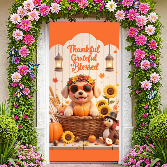 Decorative Design Thankful Banner Seasonal Fall Happy Theme Bright Colors for Thanksgiving Autumn Celebration Holiday Decoration Home Decor