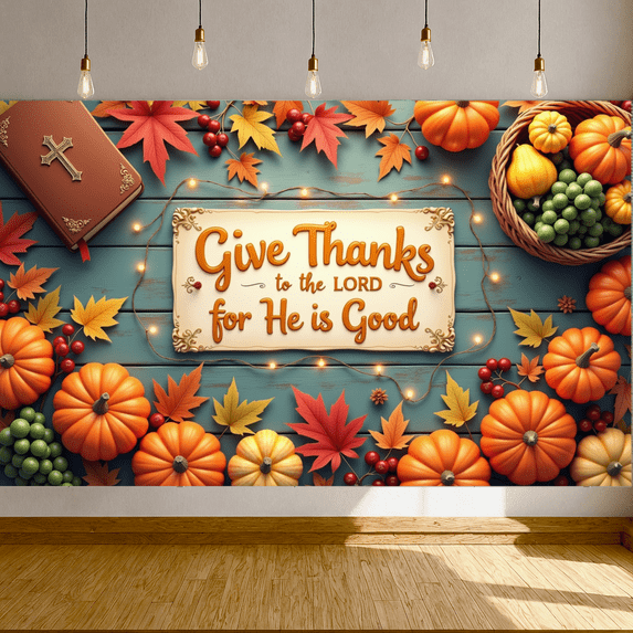 Decorative Design Thanksgiving Banner Autumn Harvest Inspirational Sign for Fall Celebration Home Decoration Family Gathering Church Event