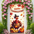 thumbnail image 1 of Decorative Design Thanksgiving Banner Cartoon Turkey Autumn Decor Fall Leaves for Thanksgiving Celebration Holiday Event Family Gathering, 1 of 8