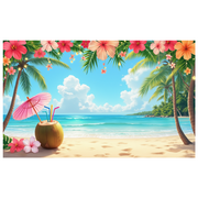 Decorative Design Tropical Beach Theme Coconut Drink Hibiscus Flowers Banner for Summer Party Beach Holiday Outdoor Decor
