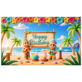 thumbnail image 1 of Decorative Design Tropical Birthday Banner Colorful Theme Party Decoration Birthday Decor Celebration Banner for Beach Party Luau Celebration Kids Party, 1 of 7