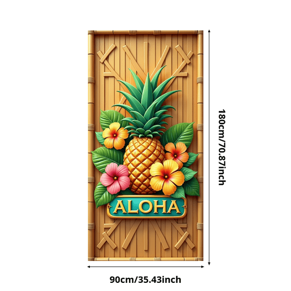 Decorative Design Tropical Theme Aloha Banner Colorful Theme Hibiscus Flower Pineapple Design for Summer Party Hawaiian Celebration Luau Event
