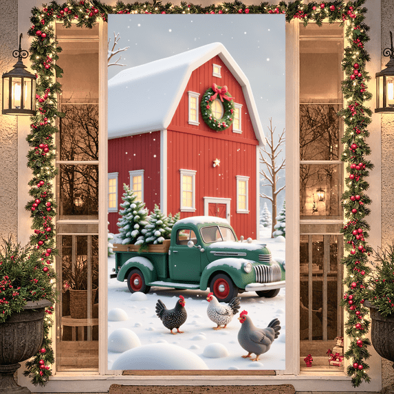 Decorative Design Vintage Truck Christmas Barn Holiday Farm Scene for Winter Decoration Outdoor Display Christmas Party