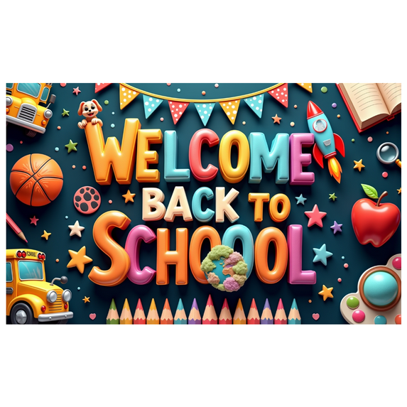 Decorative Design Welcome Banner Colorful Letters Globe Decoration for School Party Classroom Event Student Celebration