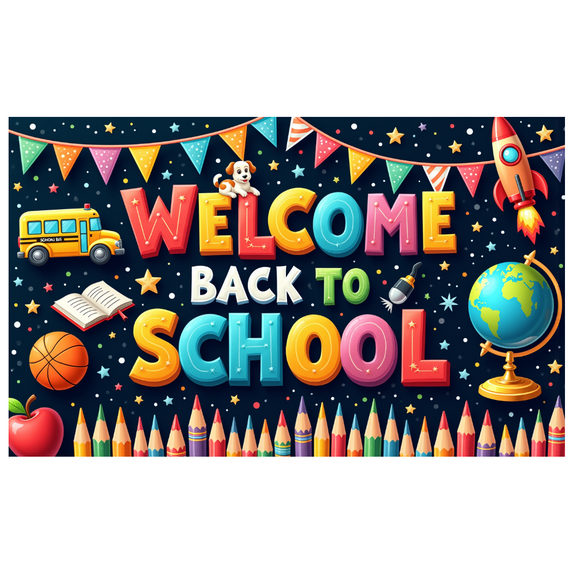Decorative Design Welcome Banner Colorful Letters Globe Decoration for School Party Classroom Event Student Celebration