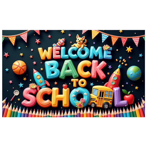 Decorative Design Welcome Banner Colorful Letters Globe Decoration for School Party Classroom Event Student Celebration