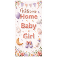 thumbnail image 1 of Decorative Design Welcome Home Baby Girl Polyester Material Baby Shower Banner Colorful Theme for Baby Shower Nursery Indoor Decoration, 1 of 7
