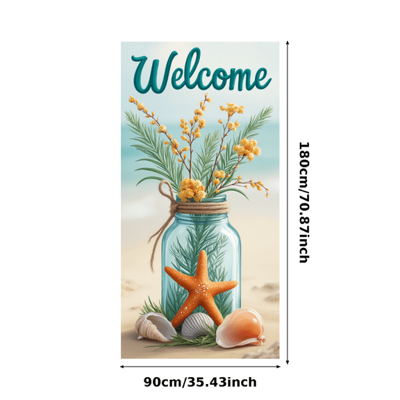 Decorative Design Welcome Sign Beach Theme Starfish Seashell Mason Jar Sand for Home Decor Summer Event Beach Party