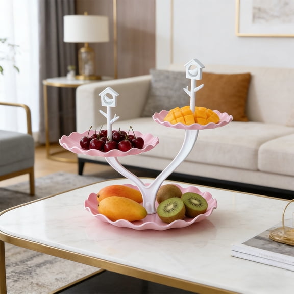 Decorative Dessert Cupcake Stand, 3-Tier Candy Snacks Holder Tower for Tea Party Birthday Wedding, Plastic Tiered Serving Tray