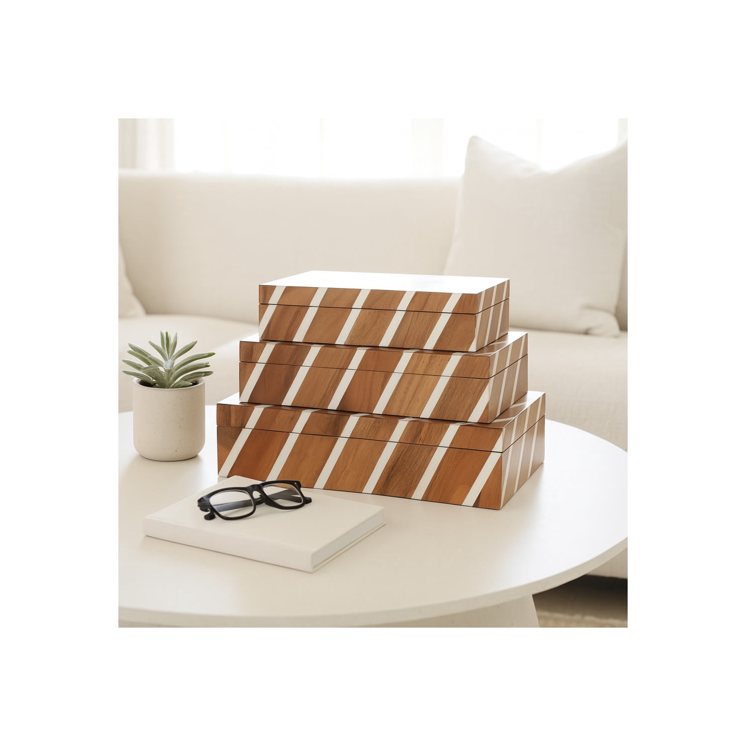 Res Line Boxes Decorative Diagonal Lines Boxes for House Decor - Storage Box with Lid ...