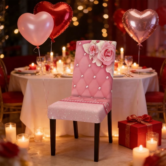 Decorative Dining Chair Covers For Valentine‘S Day, Home Decoration Chair Covers To Transform Kitchen Or Dining Room For Holiday Parties And Special Meals