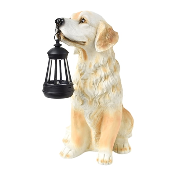 Decorative Dog Solar Lamp Yard Ornament For Backyard Patios Resin Statue Illuminates Night