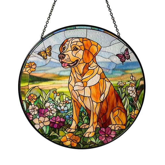 Decorative Dog Stained Glass Style Window Hanging, Mastiff Art Panel ...