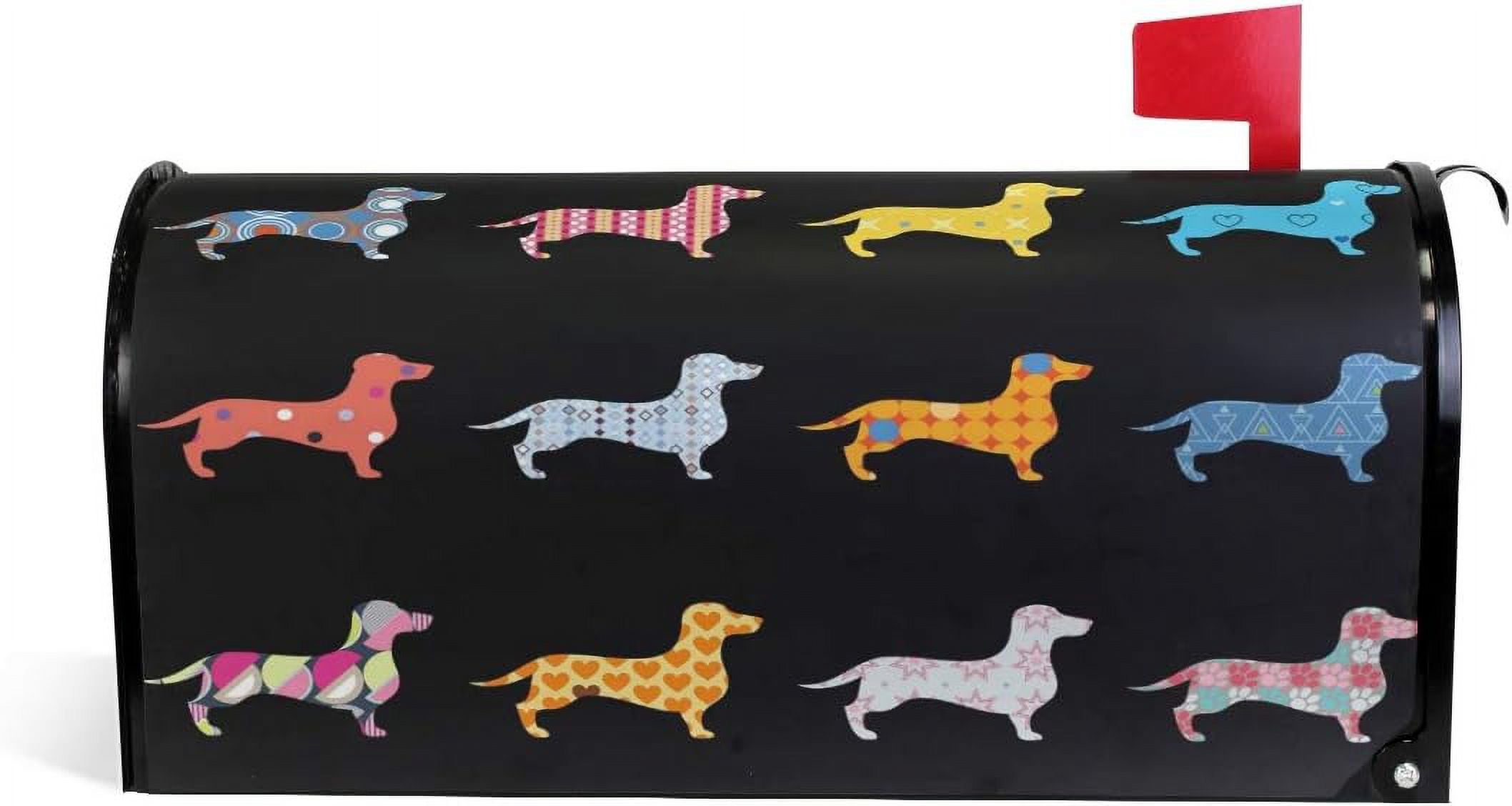 Decorative Dogs Dachshund Magnetic Mailbox Cover MailWraps Garden Yard Home Decor for Outside Standard Size-18"x 20.8"
