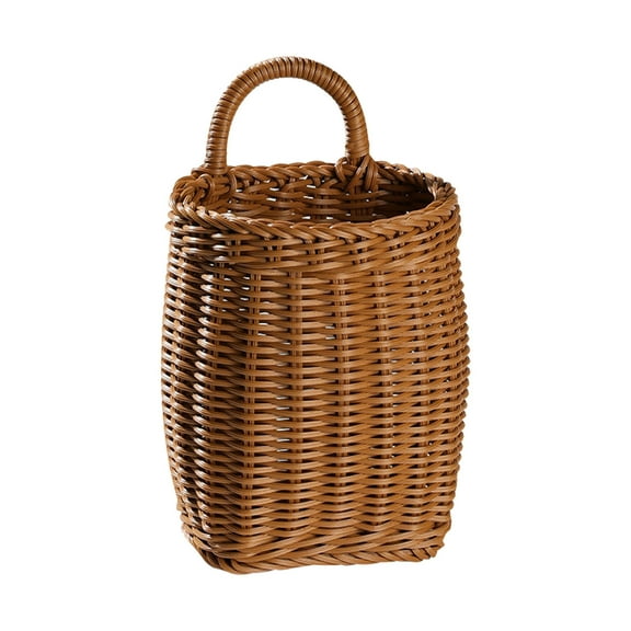 Decorative Door Baskets Hanging Wall Basket, Plastic Woven Wicker Basket for Front Door Farmhouse Decor, Hanging Basket for Flowers Plants and Kitchenware Storage