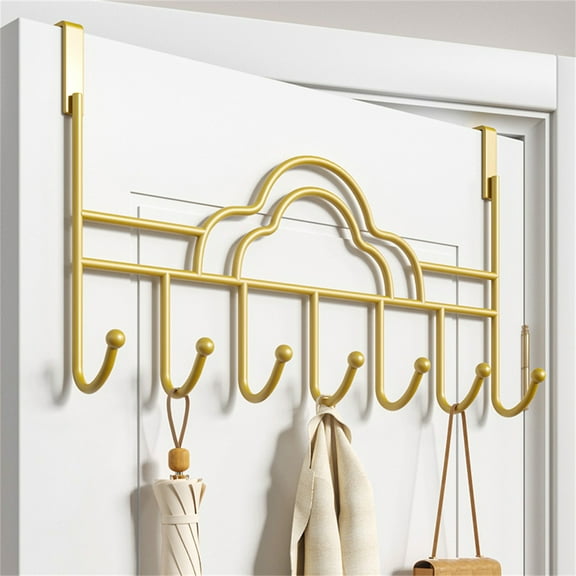 Decorative Door Rack,Metal Door Hanger,Bexikou 7 Hooks Door Hanger,Over The Door Hooks Storage Organiser for Bedroom, Coat, Hat, Purses, Bag, Clothes, Towel