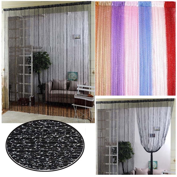String Door Screen Decorative Door String Curtain Flat Silver Ribbon Thread Fringe Fly ...
