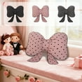thumbnail image 1 of Decorative Dotted Bow Throw Pillow | Soft Plush Waist Cushion Accent | Pink, Black, Gray | 15x12in | Cozy Home Decor for Couch, Bed | Gift-Ready, Durable, Resilient Fill, 1 of 7