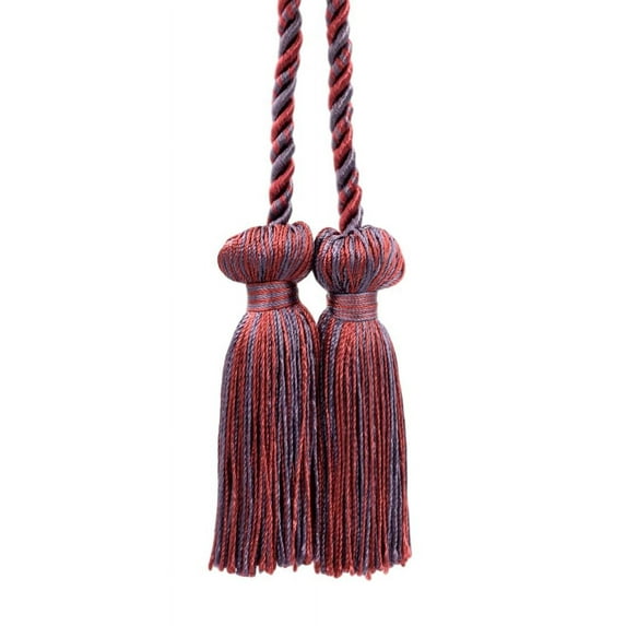 Decorative Double Tassel Curtain and Drapery Tieback / Holdback, 3" Tassel (7.5cm), 27" Spread (68.5cm) # CCT, Wine Medley Purple #PR22 (Violet Purple, Blood Red) Sold Individually